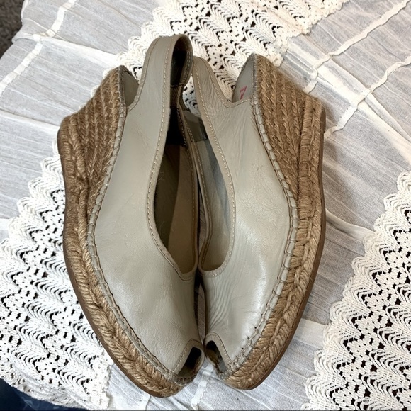 Aedo Made in Spain Taupe Upper Leather Wedge Espadrilles Open Toe Sandals Sz 37 - Picture 7 of 13